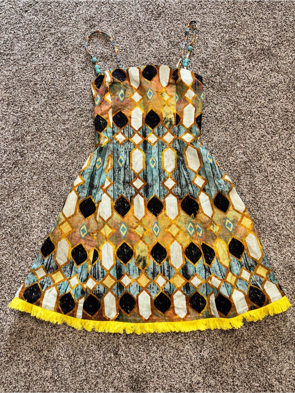 Christian LaCroix Stained Glass Mosaic Summer Linen Blend Mini Dress XXS